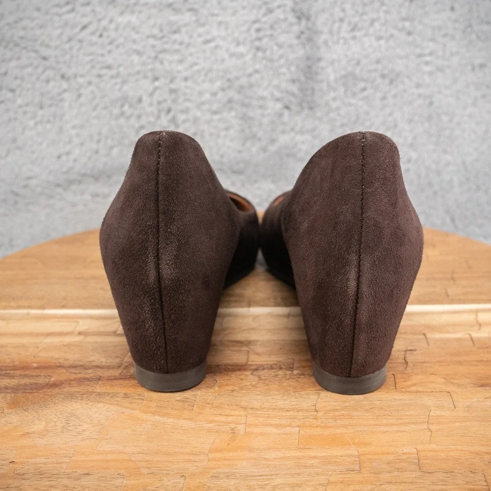 Aquatalia Marvin K Zana Brown Suede 8.5‎ M Wedge Heels Italy